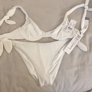 PacSun Lovebird Ribbed White Bikini